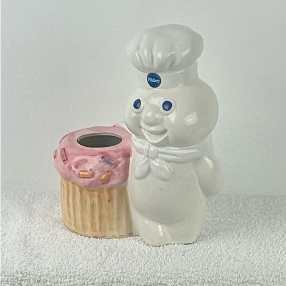 VTG '1992' Utensil Jar - Pillsbury Doughboy FUNFETTI Pink Cupcake